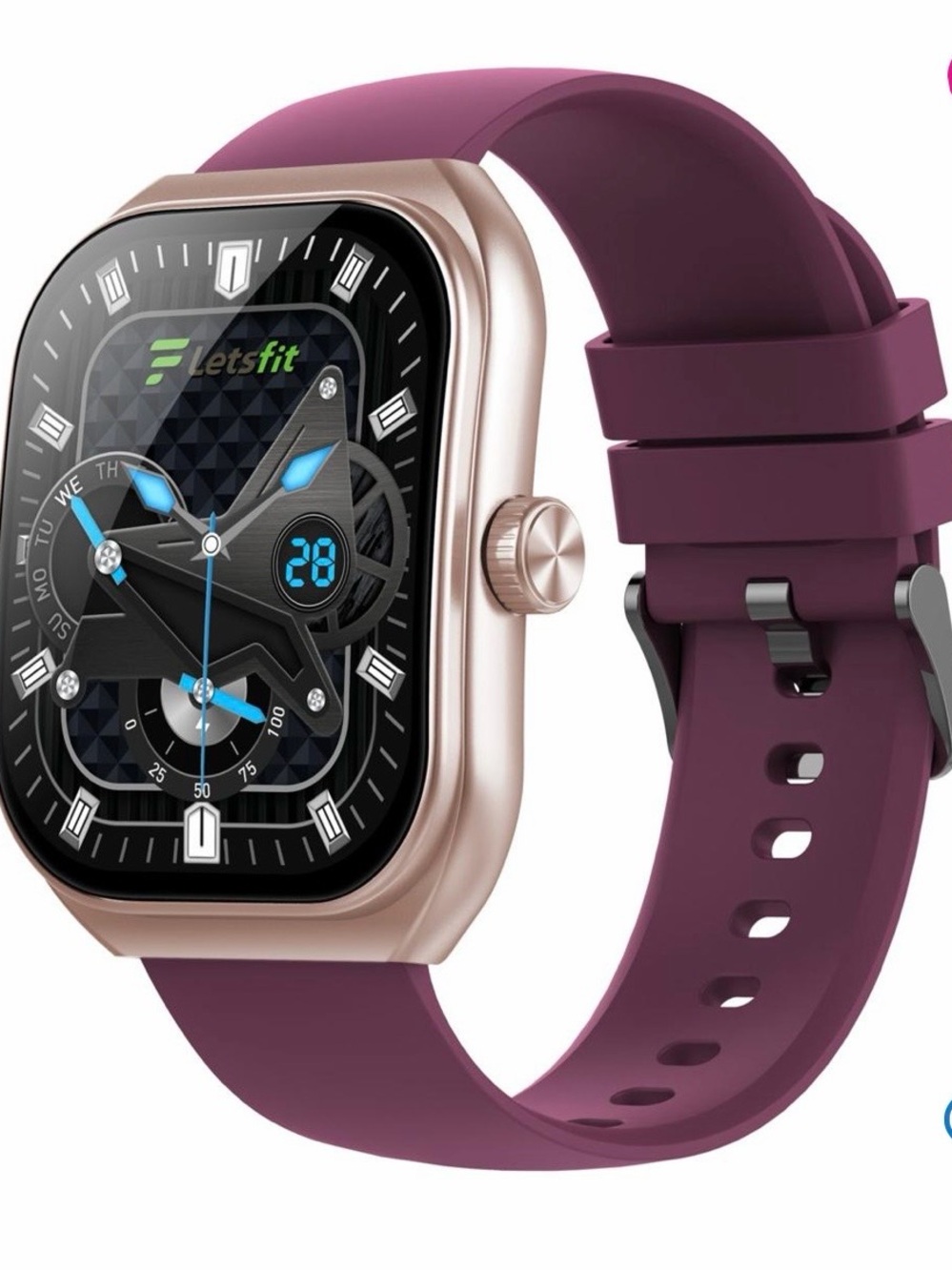 Letsfit E46 Rose Bezel Smart Watch with Extra Band - NIB - Picture 2 of 8